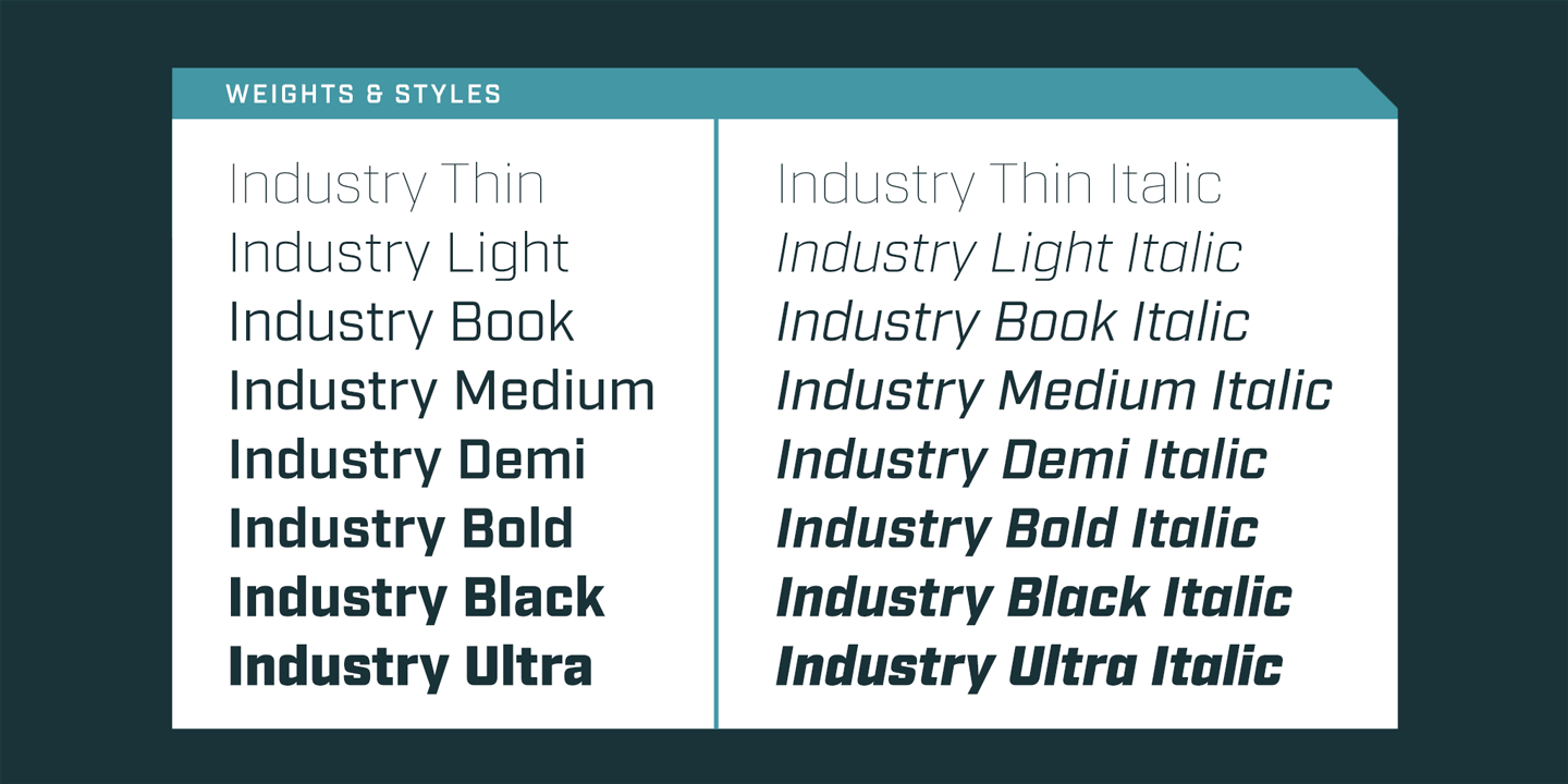 Beispiel einer Industry Ultra Italic-Schriftart